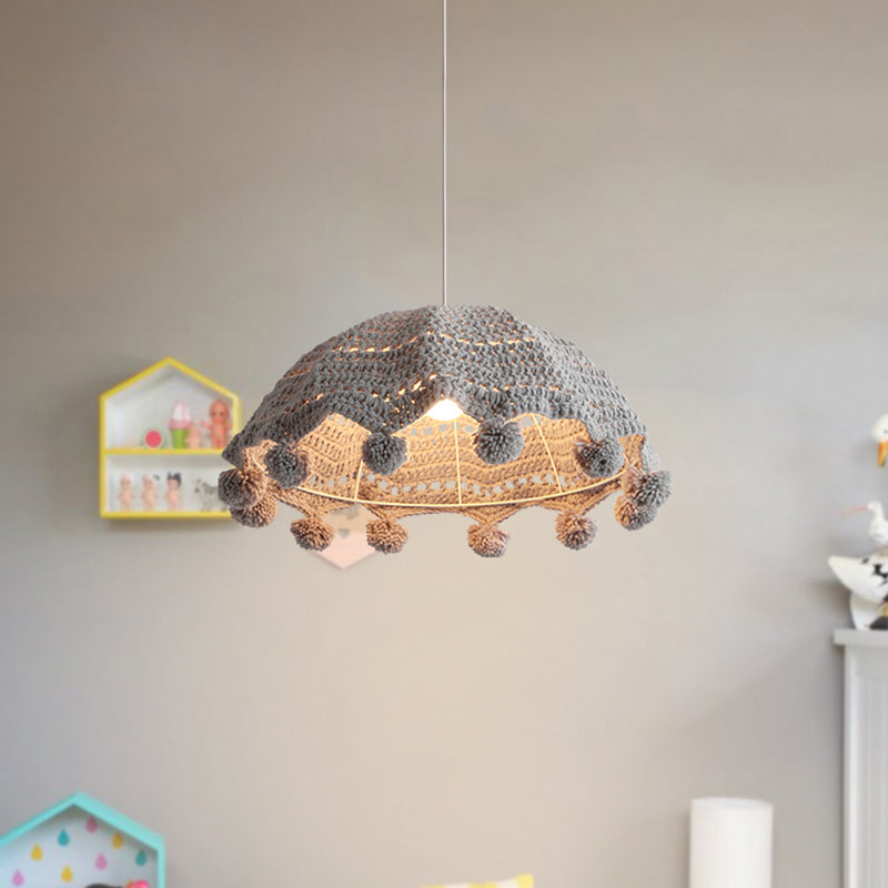 Fabric Umbrella Shape Pendant Light 1 Head Nordic Style Pendant Lamp for Girls Bedroom Clearhalo 'Ceiling Lights' 'Pendant Lights' 'Pendants' Lighting' 205798