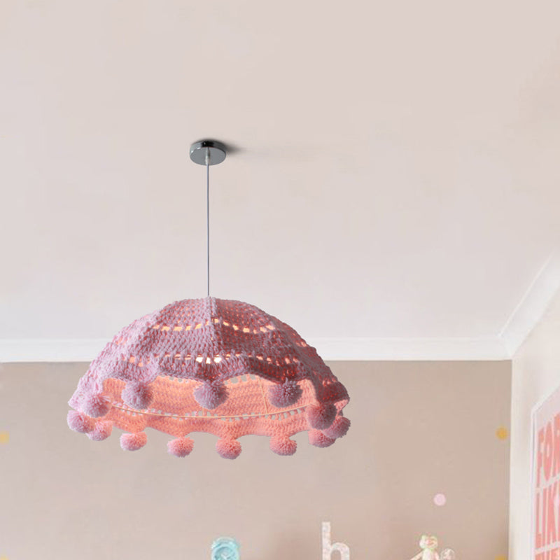 Fabric Umbrella Shape Pendant Light 1 Head Nordic Style Pendant Lamp for Girls Bedroom Clearhalo 'Ceiling Lights' 'Pendant Lights' 'Pendants' Lighting' 205801