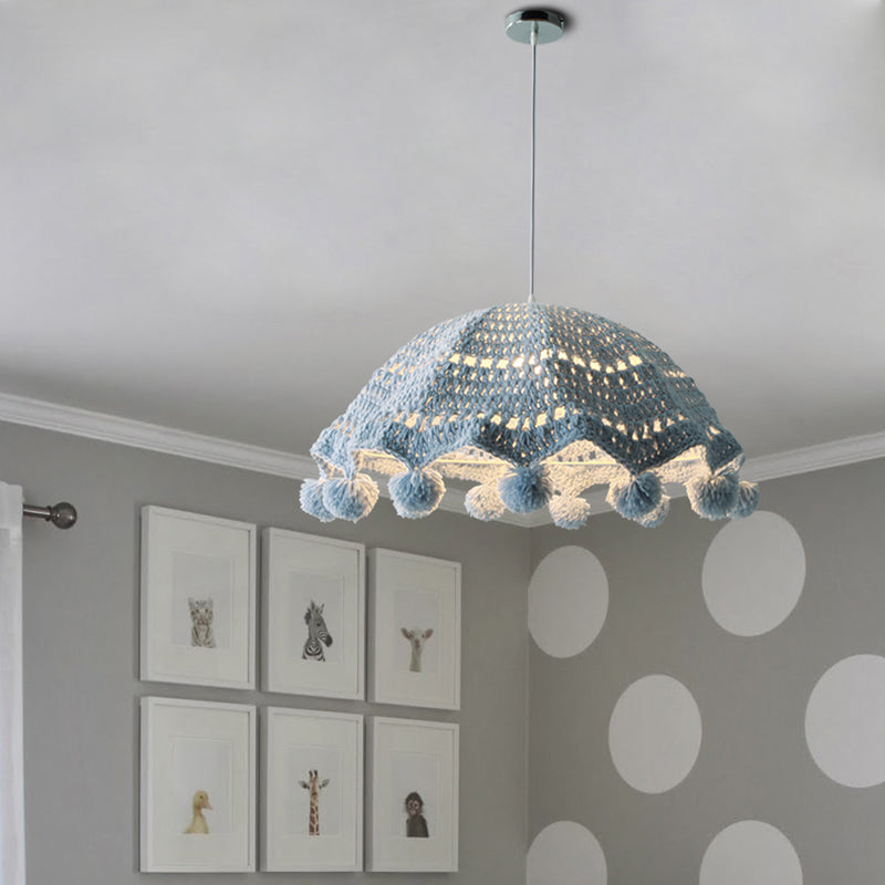 Fabric Umbrella Shape Pendant Light 1 Head Nordic Style Pendant Lamp for Girls Bedroom Clearhalo 'Ceiling Lights' 'Pendant Lights' 'Pendants' Lighting' 205804