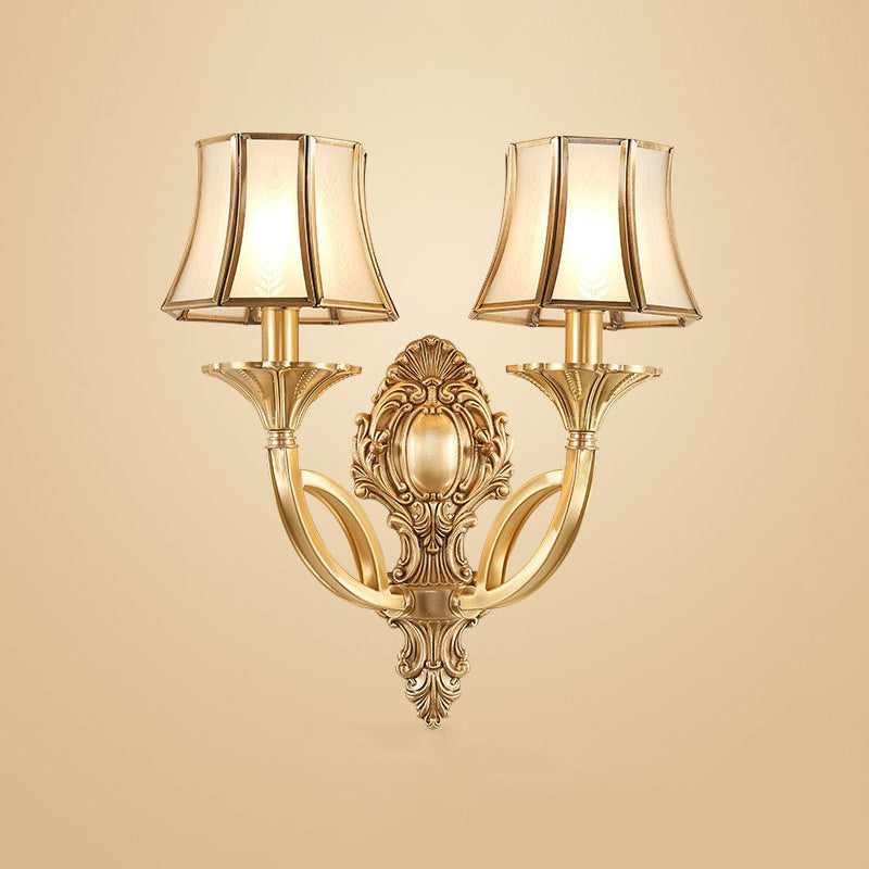 Taper Shaped Patterned Glass Chandelier Lighting Classic Living Room Pendant Light in Gold Clearhalo 'Ceiling Lights' 'Chandeliers' Lighting' options 2058127