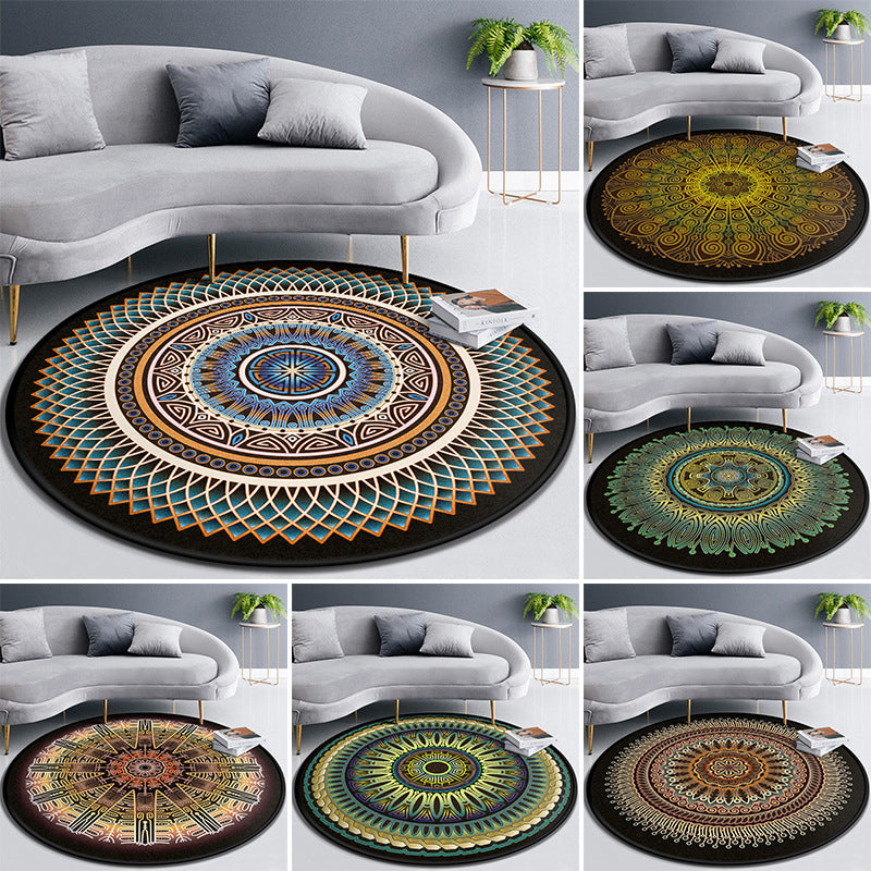 Multicolor Concentric Round Rug Polypropylene Moroccan Rug Non-Slip Washable Pet Friendly Carpet for Living Room Clearhalo 'Area Rug' 'Moroccan' 'Rugs' Rug' 2058483