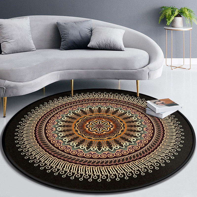 Multicolor Concentric Round Rug Polypropylene Moroccan Rug Non-Slip Washable Pet Friendly Carpet for Living Room Red Clearhalo 'Area Rug' 'Moroccan' 'Rugs' Rug' 2058488