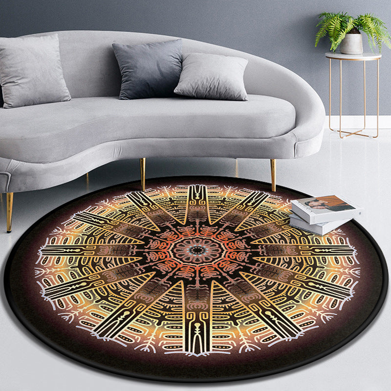 Multicolor Concentric Round Rug Polypropylene Moroccan Rug Non-Slip Washable Pet Friendly Carpet for Living Room White-Orange Clearhalo 'Area Rug' 'Moroccan' 'Rugs' Rug' 2058490