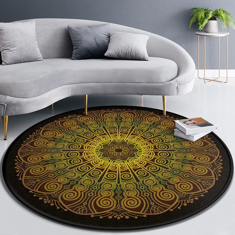 Multicolor Concentric Round Rug Polypropylene Moroccan Rug Non-Slip Washable Pet Friendly Carpet for Living Room Yellow Clearhalo 'Area Rug' 'Moroccan' 'Rugs' Rug' 2058491