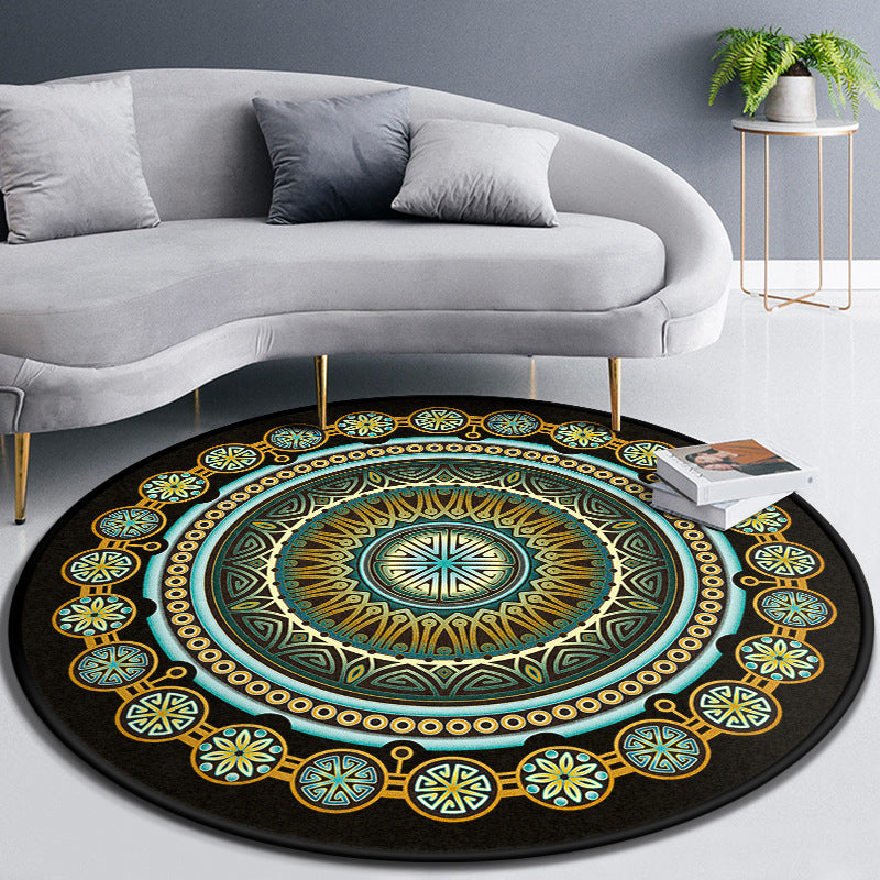 Multicolor Concentric Round Rug Polypropylene Moroccan Rug Non-Slip Washable Pet Friendly Carpet for Living Room Blue Clearhalo 'Area Rug' 'Moroccan' 'Rugs' Rug' 2058494
