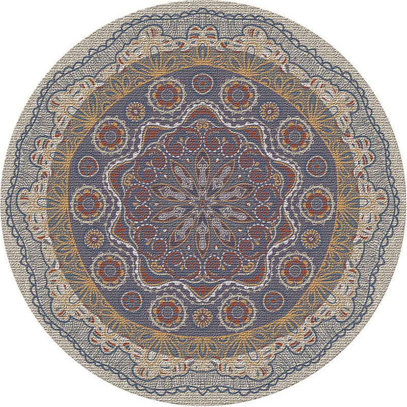 Exotic Moroccan Rug Multi Color Flower Pattern Rug Anti-Slip Pet Friendly Stain Resistant Carpet for Home Denim Blue Clearhalo 'Area Rug' 'Moroccan' 'Rugs' Rug' 2058521