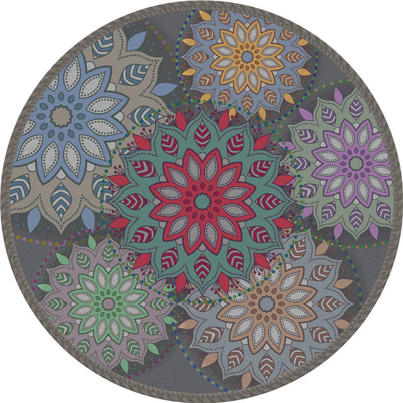 Exotic Moroccan Rug Multi Color Flower Pattern Rug Anti-Slip Pet Friendly Stain Resistant Carpet for Home Gray-Purple Clearhalo 'Area Rug' 'Moroccan' 'Rugs' Rug' 2058533