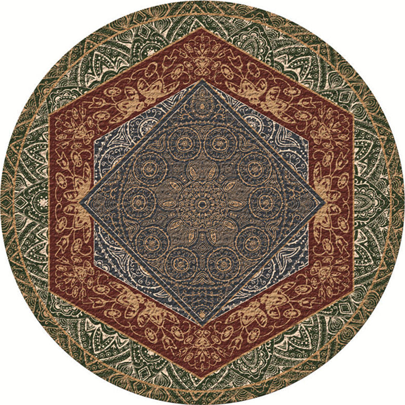 Moroccan Living Room Rug Multi-Color Flower Rug Polyester Machine Washable Stain Resistant Non-Slip Backing Area Carpet Green-Red Clearhalo 'Area Rug' 'Moroccan' 'Rugs' Rug' 2058553
