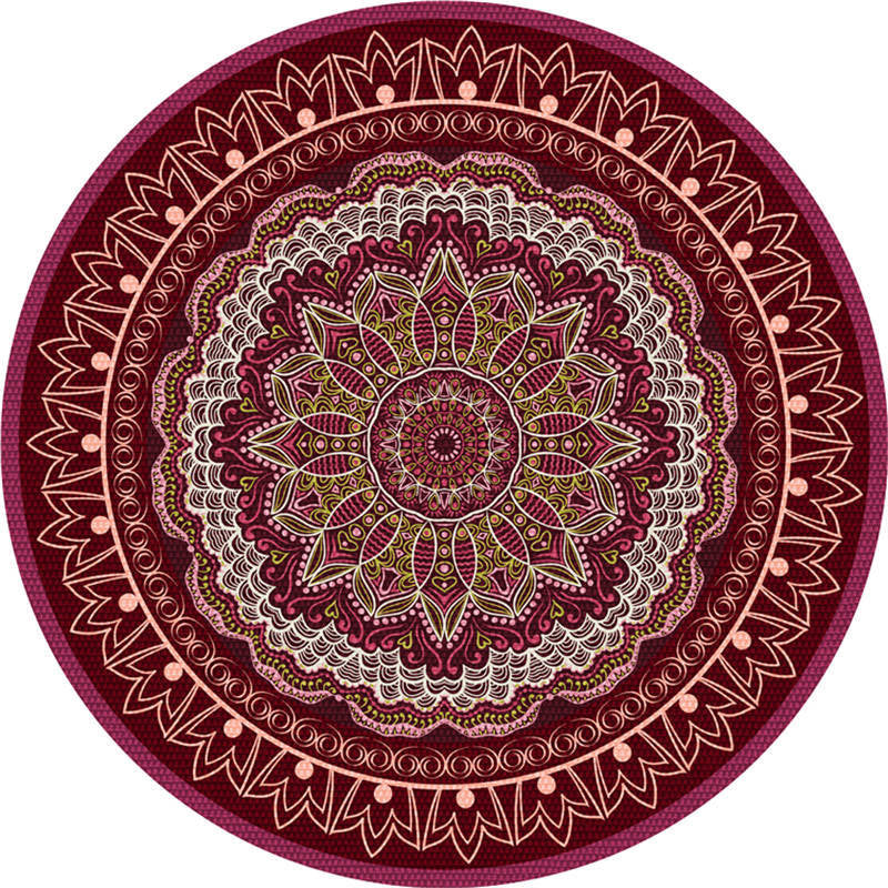 Moroccan Living Room Rug Multi-Color Flower Rug Polyester Machine Washable Stain Resistant Non-Slip Backing Area Carpet Purple-Red Clearhalo 'Area Rug' 'Moroccan' 'Rugs' Rug' 2058554