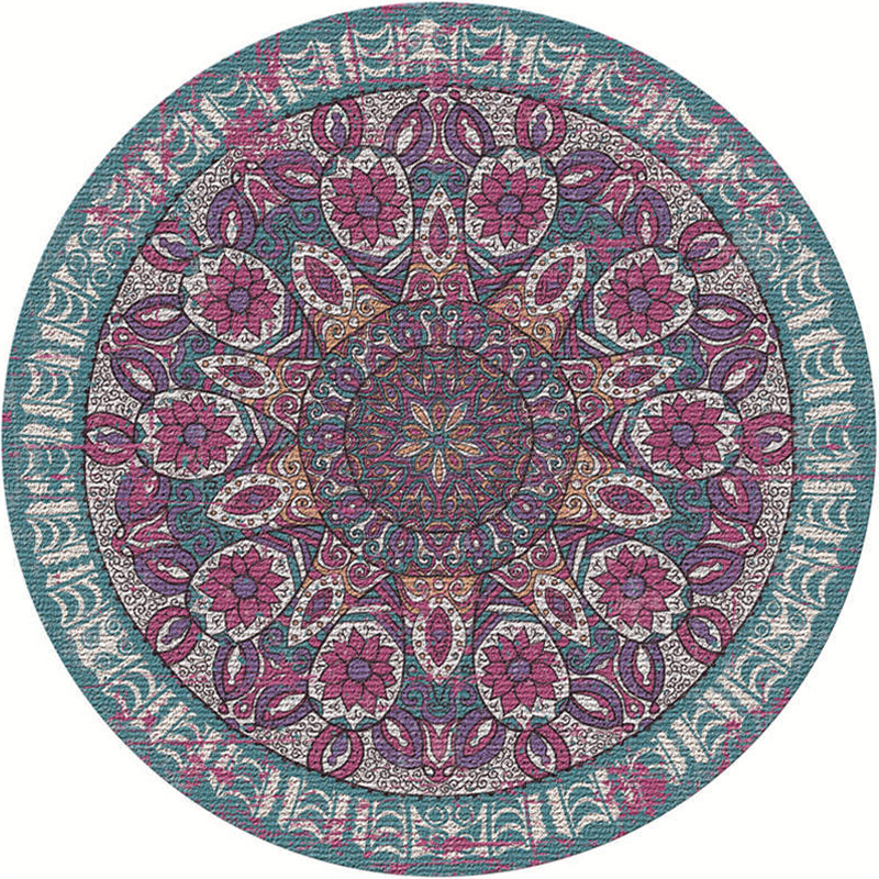 Moroccan Living Room Rug Multi-Color Flower Rug Polyester Machine Washable Stain Resistant Non-Slip Backing Area Carpet Pink-Blue Clearhalo 'Area Rug' 'Moroccan' 'Rugs' Rug' 2058564