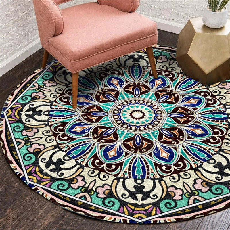 Moroccan Living Room Rug Multi-Color Flower Rug Polyester Machine Washable Stain Resistant Non-Slip Backing Area Carpet Green-Black Clearhalo 'Area Rug' 'Moroccan' 'Rugs' Rug' 2058572