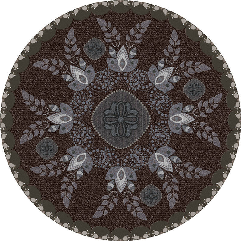 Moroccan Living Room Rug Multi-Color Flower Rug Polyester Machine Washable Stain Resistant Non-Slip Backing Area Carpet Dark Coffee Clearhalo 'Area Rug' 'Moroccan' 'Rugs' Rug' 2058575