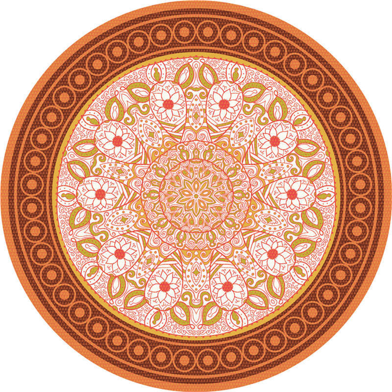 Moroccan Living Room Rug Multi-Color Flower Rug Polyester Machine Washable Stain Resistant Non-Slip Backing Area Carpet Orange-White Clearhalo 'Area Rug' 'Moroccan' 'Rugs' Rug' 2058583