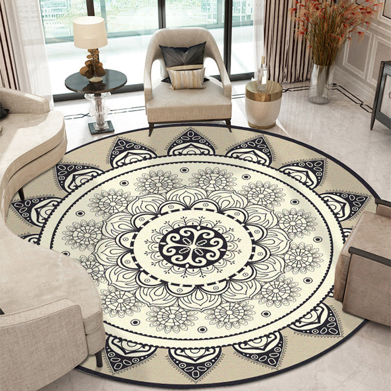 Moroccan Style Sunflower Rug Grey-Black Synthetics Carpet Washable Anti-Slip Backing Stain Resistant Rug for Family Room Clearhalo 'Area Rug' 'Moroccan' 'Rugs' Rug' 2058586