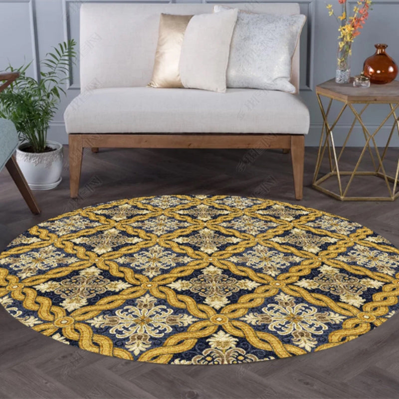 Chic Tribal Patterned Rug Multi Colored Moroccan Rug Polyester Anti-Slip Backing Washable Pet Friendly Carpet for Bedroom Yellow-Blue Clearhalo 'Area Rug' 'Moroccan' 'Rugs' Rug' 2058600