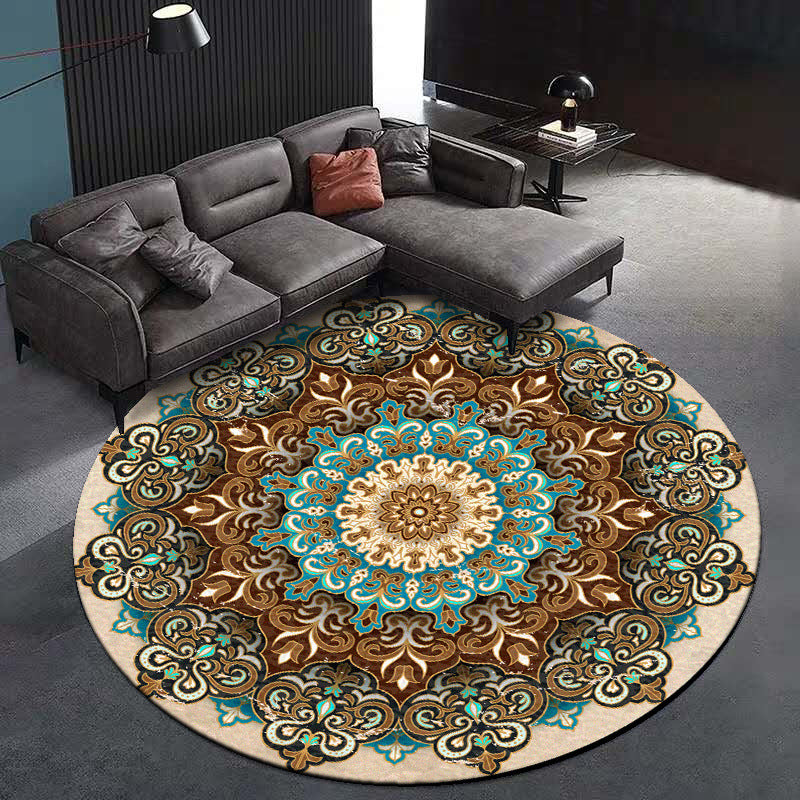 Multi-Colored Living Room Rug Turkish Floral Swirl Rug Synthetics Anti-Slip Pet Friendly Machine Washable Area Carpet Clearhalo 'Area Rug' 'Moroccan' 'Rugs' Rug' 2058626
