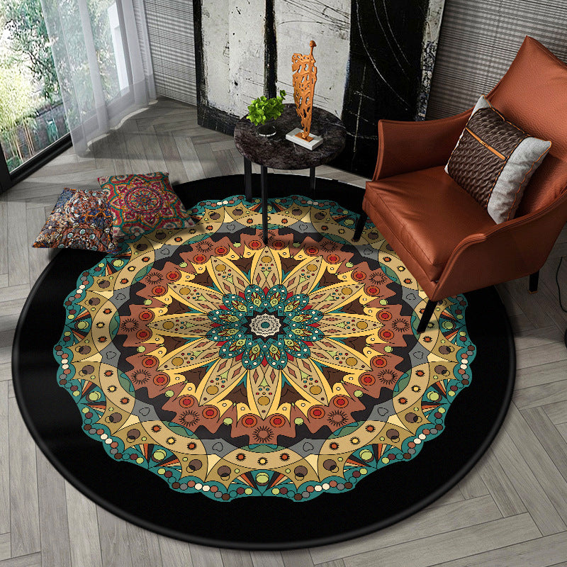 Nostalgic Multicolor Tribal Print Rug Polypropylene Moroccan Carpet Pet Friendly Stain Resistant Non-Slip Rug for Great Room Black-Yellow Clearhalo 'Area Rug' 'Moroccan' 'Rugs' Rug' 2058636
