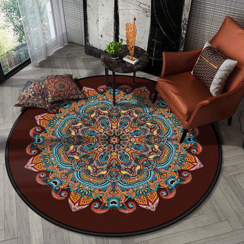 Nostalgic Multicolor Tribal Print Rug Polypropylene Moroccan Carpet Pet Friendly Stain Resistant Non-Slip Rug for Great Room Dark Red Clearhalo 'Area Rug' 'Moroccan' 'Rugs' Rug' 2058638