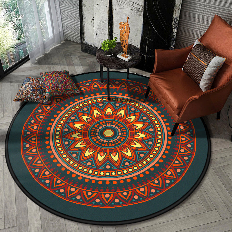 Nostalgic Multicolor Tribal Print Rug Polypropylene Moroccan Carpet Pet Friendly Stain Resistant Non-Slip Rug for Great Room Blue-Orange Clearhalo 'Area Rug' 'Moroccan' 'Rugs' Rug' 2058642