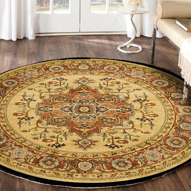 Retro Floral Area Rug Multi-Color Oriental Rug Polyester Pet Friendly Non-Slip Backing Washable Rug for Bedroom Yellow Clearhalo 'Area Rug' 'Moroccan' 'Rugs' Rug' 2058654