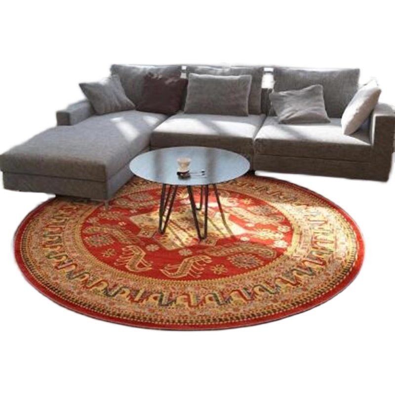 Retro Floral Area Rug Multi-Color Oriental Rug Polyester Pet Friendly Non-Slip Backing Washable Rug for Bedroom Clearhalo 'Area Rug' 'Moroccan' 'Rugs' Rug' 2058655