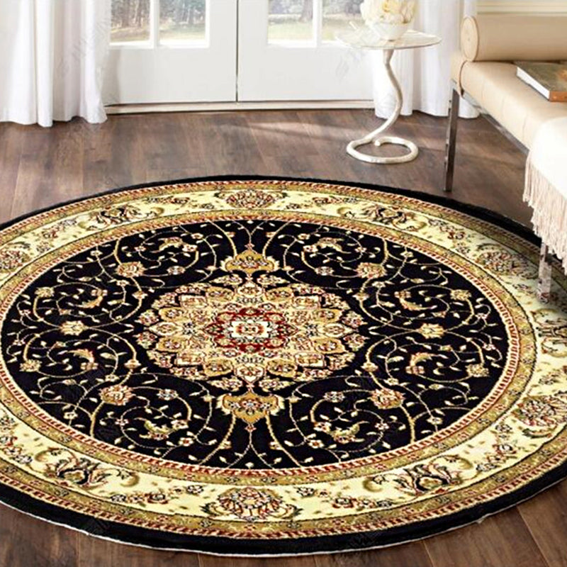 Retro Floral Area Rug Multi-Color Oriental Rug Polyester Pet Friendly Non-Slip Backing Washable Rug for Bedroom Blue-Yellow Clearhalo 'Area Rug' 'Moroccan' 'Rugs' Rug' 2058657