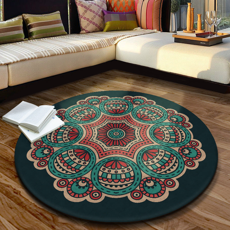 Multi Color Moroccan Rug Synthetics Blossom Patterned Carpet Anti-Slip Backing Stain Resistant Machine Washable Rug for Dining Room Navy Clearhalo 'Area Rug' 'Moroccan' 'Rugs' Rug' 2058665