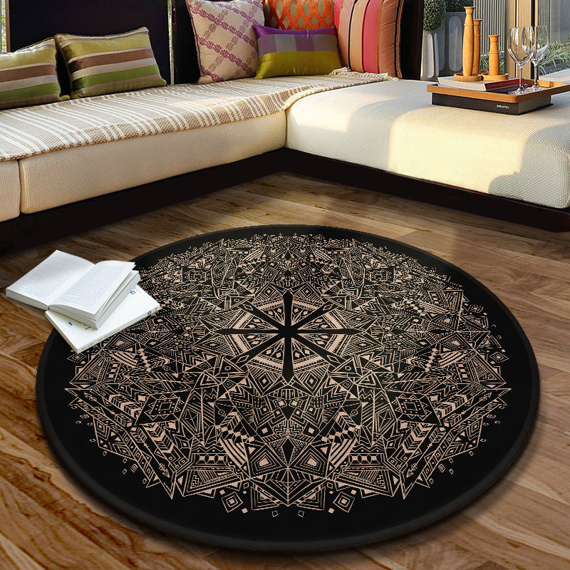 Multi Color Moroccan Rug Synthetics Blossom Patterned Carpet Anti-Slip Backing Stain Resistant Machine Washable Rug for Dining Room Black Clearhalo 'Area Rug' 'Moroccan' 'Rugs' Rug' 2058667