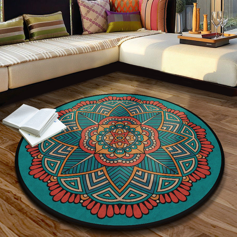 Multi Color Moroccan Rug Synthetics Blossom Patterned Carpet Anti-Slip Backing Stain Resistant Machine Washable Rug for Dining Room Blue-Orange Clearhalo 'Area Rug' 'Moroccan' 'Rugs' Rug' 2058669