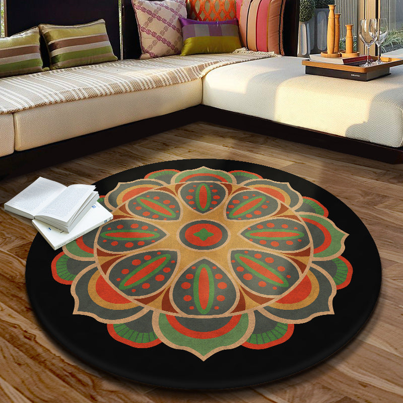 Multi Color Moroccan Rug Synthetics Blossom Patterned Carpet Anti-Slip Backing Stain Resistant Machine Washable Rug for Dining Room Black-Yellow Clearhalo 'Area Rug' 'Moroccan' 'Rugs' Rug' 2058670