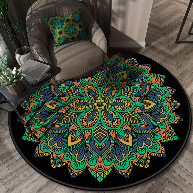 Glamorous Layered Flower Pattern Rug Multi-Colored Moroccan Rug Polypropylene Stain Resistant Anti-Slip Backing Machine Washable Carpet for Home Blue-Green Clearhalo 'Area Rug' 'Moroccan' 'Rugs' Rug' 2058684