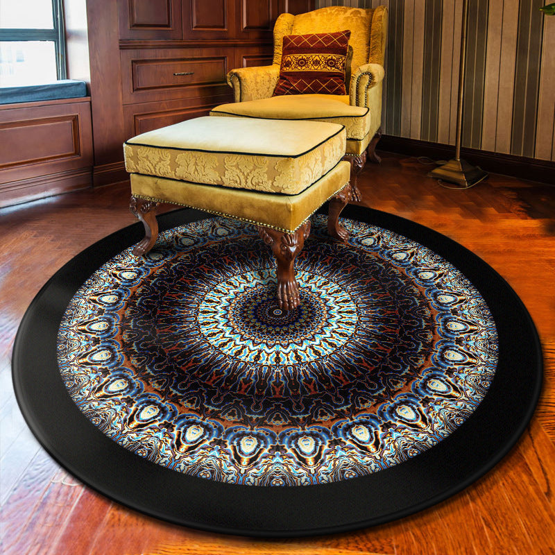 Multi Colored Flower Rug Polypropylene Moroccan Carpet Anti-Slip Backing Washable Stain Resistant Rug for Bedroom Black Clearhalo 'Area Rug' 'Moroccan' 'Rugs' Rug' 2058715