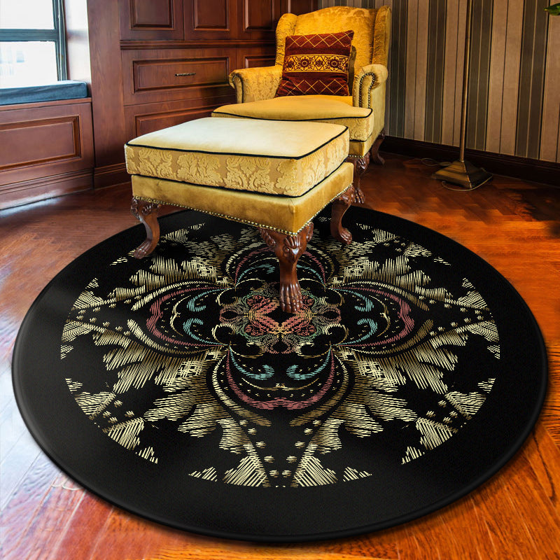 Multi Colored Flower Rug Polypropylene Moroccan Carpet Anti-Slip Backing Washable Stain Resistant Rug for Bedroom Black-Red Clearhalo 'Area Rug' 'Moroccan' 'Rugs' Rug' 2058718
