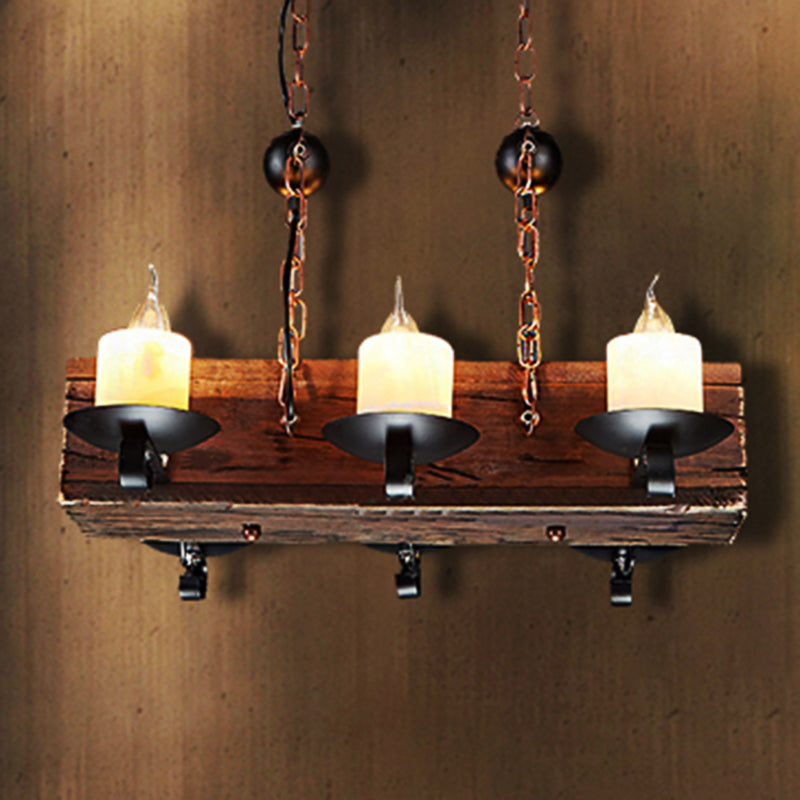 6-Light Candle Island Light Rustic Style Black Marble Pendant Lighting with Chain for Dining Room Black Clearhalo 'Ceiling Lights' 'Island Lights' Lighting' 205879