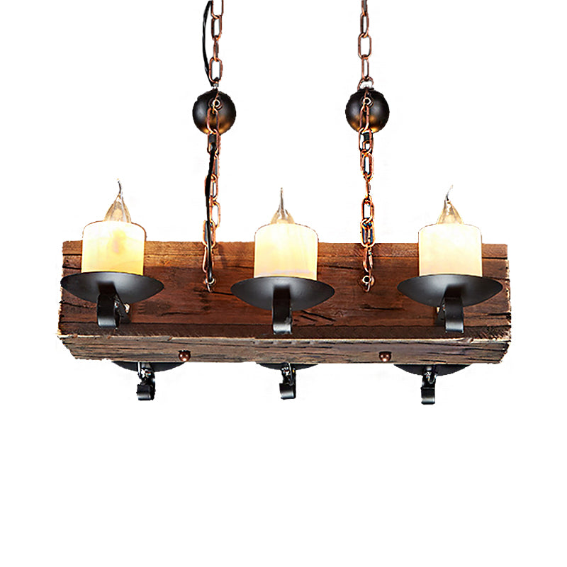 6-Light Candle Island Light Rustic Style Black Marble Pendant Lighting with Chain for Dining Room Clearhalo 'Ceiling Lights' 'Island Lights' Lighting' 205880