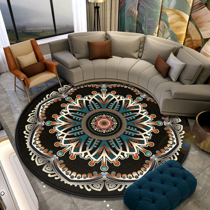 Turkish Style Living Room Rug Multicolor Flower Patterned Carpet Synthetics Pet Friendly Machine Washable Non-Slip Rug Blue Clearhalo 'Area Rug' 'Moroccan' 'Rugs' Rug' 2058884