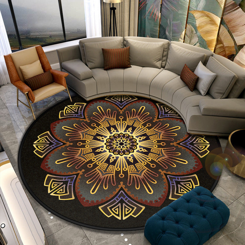 Turkish Style Living Room Rug Multicolor Flower Patterned Carpet Synthetics Pet Friendly Machine Washable Non-Slip Rug Yellow Clearhalo 'Area Rug' 'Moroccan' 'Rugs' Rug' 2058885