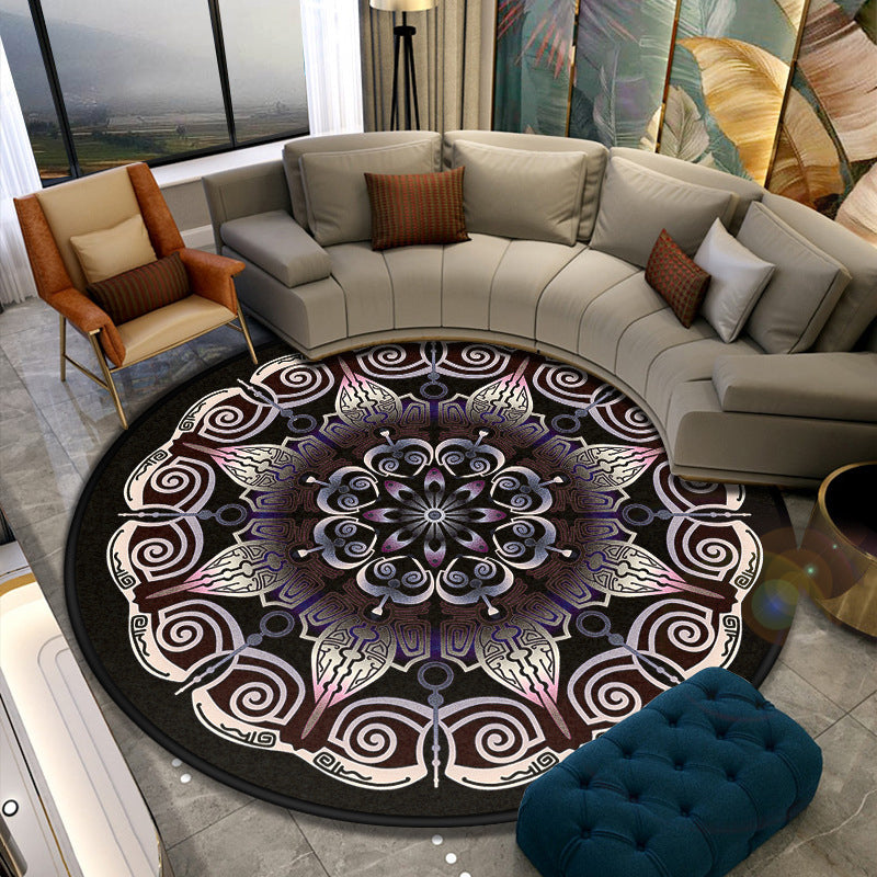 Turkish Style Living Room Rug Multicolor Flower Patterned Carpet Synthetics Pet Friendly Machine Washable Non-Slip Rug Brown Clearhalo 'Area Rug' 'Moroccan' 'Rugs' Rug' 2058886