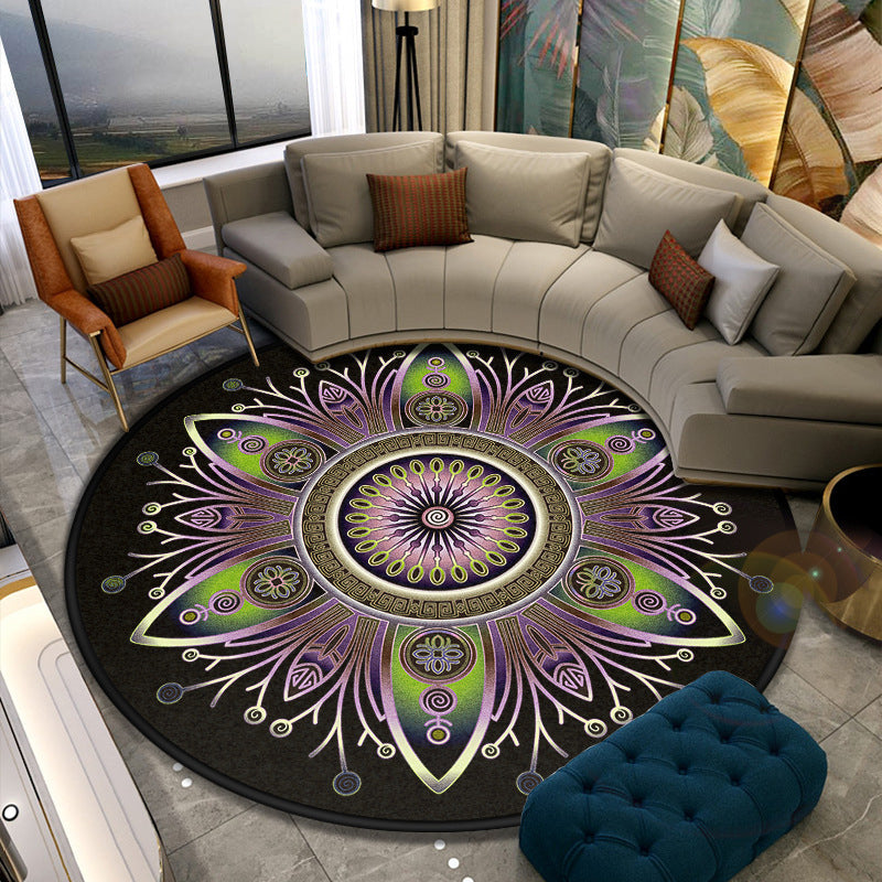 Turkish Style Living Room Rug Multicolor Flower Patterned Carpet Synthetics Pet Friendly Machine Washable Non-Slip Rug Purple Clearhalo 'Area Rug' 'Moroccan' 'Rugs' Rug' 2058888