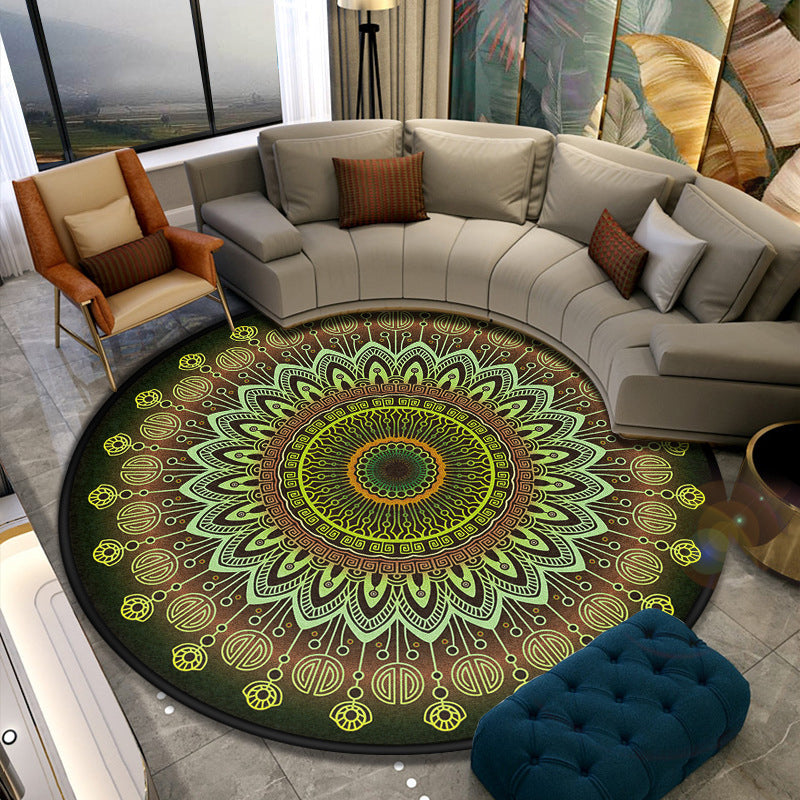 Turkish Style Living Room Rug Multicolor Flower Patterned Carpet Synthetics Pet Friendly Machine Washable Non-Slip Rug Olive Green Clearhalo 'Area Rug' 'Moroccan' 'Rugs' Rug' 2058889