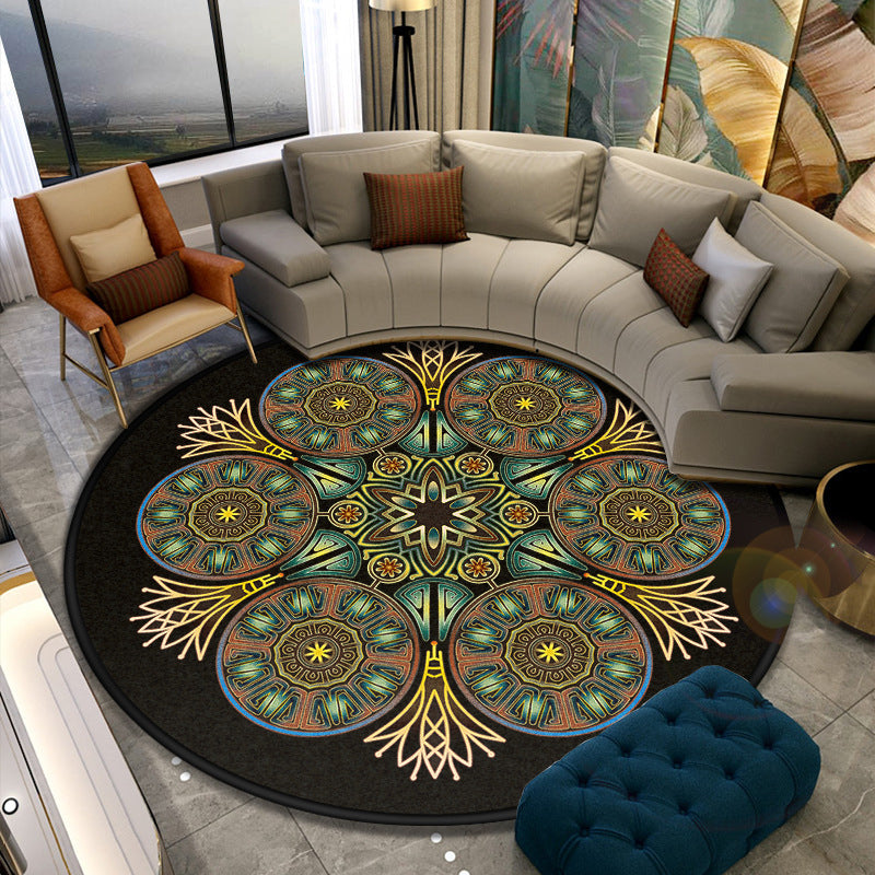 Turkish Style Living Room Rug Multicolor Flower Patterned Carpet Synthetics Pet Friendly Machine Washable Non-Slip Rug Peacock Green Clearhalo 'Area Rug' 'Moroccan' 'Rugs' Rug' 2058890