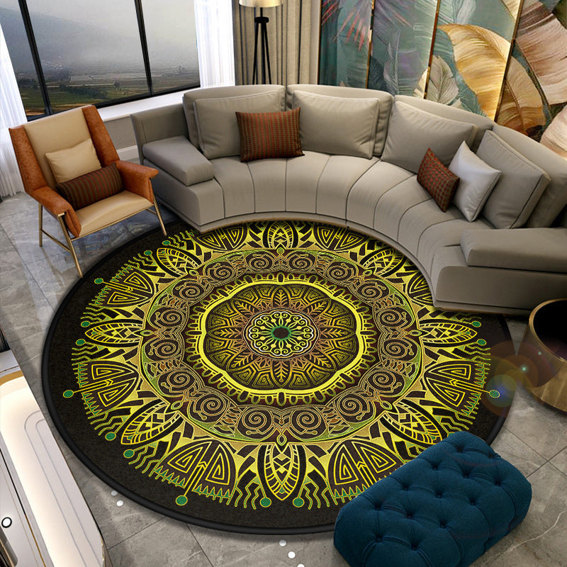 Turkish Style Living Room Rug Multicolor Flower Patterned Carpet Synthetics Pet Friendly Machine Washable Non-Slip Rug Golden Clearhalo 'Area Rug' 'Moroccan' 'Rugs' Rug' 2058891