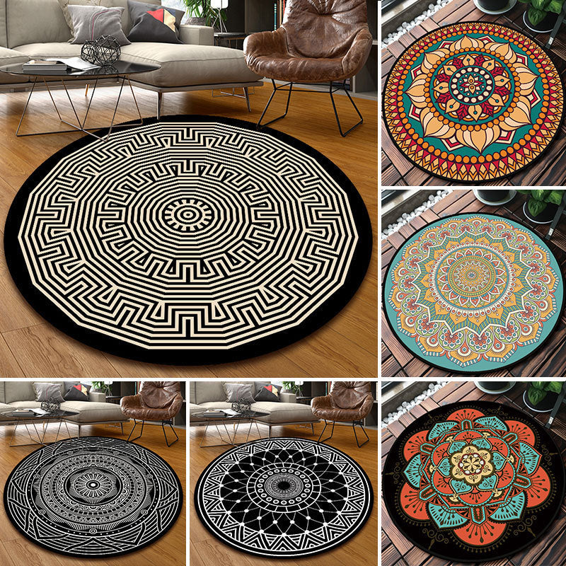 Unique Multicolored Mandala Rug Synthetics Moroccan Rug Stain Resistant Non-Slip Backing Machine Washable Rug for Front Door Clearhalo 'Area Rug' 'Moroccan' 'Rugs' Rug' 2058895