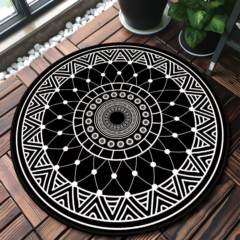 Unique Multicolored Mandala Rug Synthetics Moroccan Rug Stain Resistant Non-Slip Backing Machine Washable Rug for Front Door White Clearhalo 'Area Rug' 'Moroccan' 'Rugs' Rug' 2058896