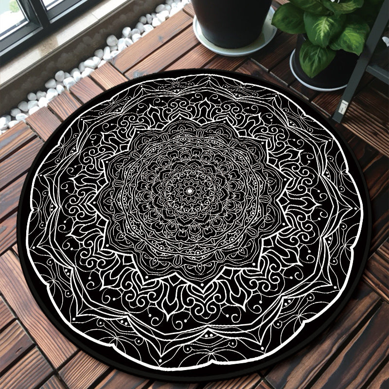 Unique Multicolored Mandala Rug Synthetics Moroccan Rug Stain Resistant Non-Slip Backing Machine Washable Rug for Front Door Ivory Clearhalo 'Area Rug' 'Moroccan' 'Rugs' Rug' 2058900