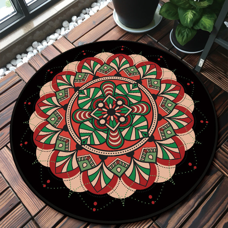 Unique Multicolored Mandala Rug Synthetics Moroccan Rug Stain Resistant Non-Slip Backing Machine Washable Rug for Front Door Yellow-Red Clearhalo 'Area Rug' 'Moroccan' 'Rugs' Rug' 2058905
