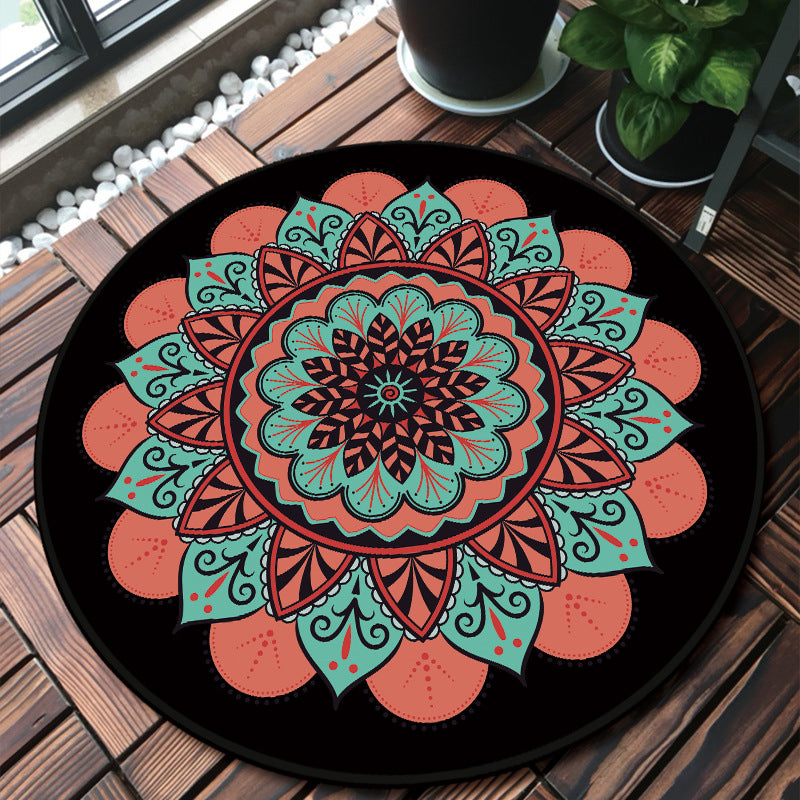 Unique Multicolored Mandala Rug Synthetics Moroccan Rug Stain Resistant Non-Slip Backing Machine Washable Rug for Front Door Orange-Red Clearhalo 'Area Rug' 'Moroccan' 'Rugs' Rug' 2058909