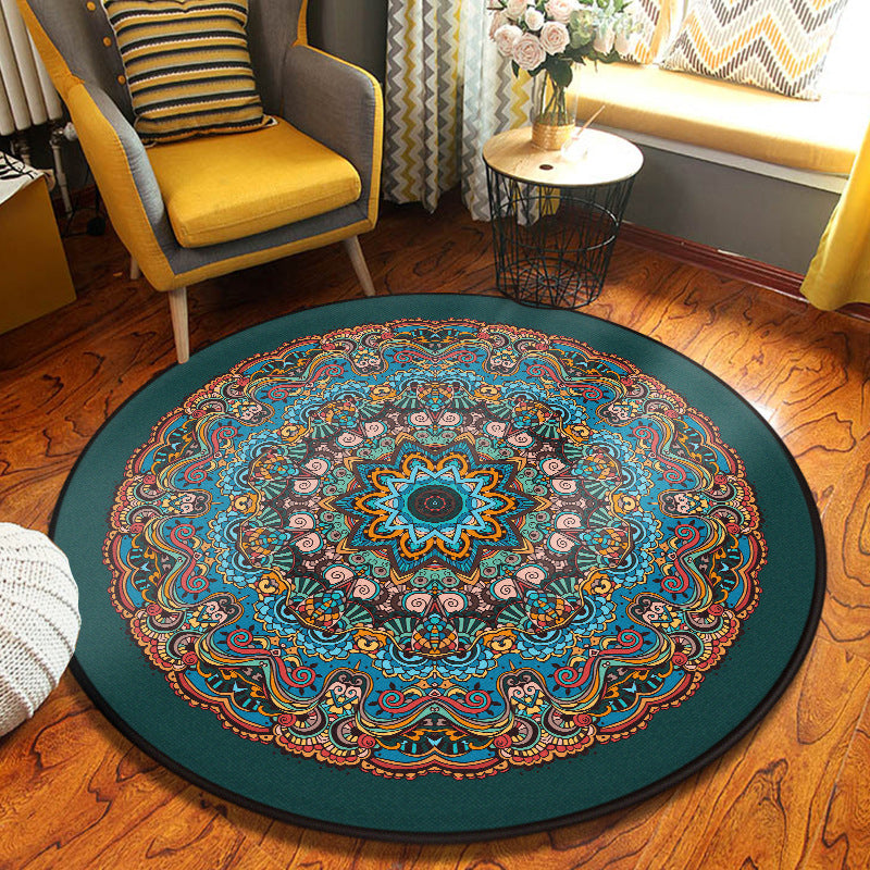 Decorative Kaleidoscope Rug Multi Color Turkish Carpet Polyester Washable Stain Resistant Non-Slip Backing Rug for Sitting Room Lake Blue Clearhalo 'Area Rug' 'Moroccan' 'Rugs' Rug' 2058921