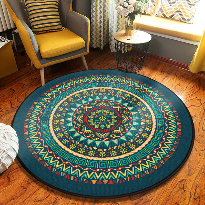 Decorative Kaleidoscope Rug Multi Color Turkish Carpet Polyester Washable Stain Resistant Non-Slip Backing Rug for Sitting Room Aqua Clearhalo 'Area Rug' 'Moroccan' 'Rugs' Rug' 2058928