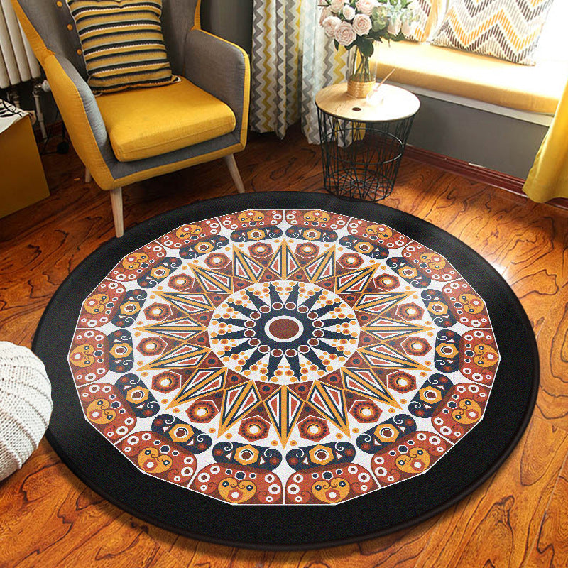 Decorative Kaleidoscope Rug Multi Color Turkish Carpet Polyester Washable Stain Resistant Non-Slip Backing Rug for Sitting Room Yellow-Red Clearhalo 'Area Rug' 'Moroccan' 'Rugs' Rug' 2058929